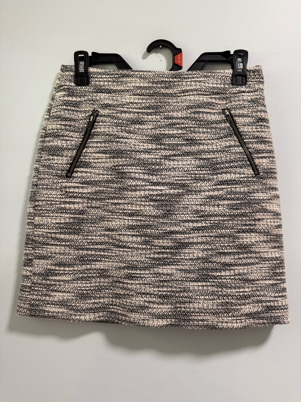 LOFT Black and White Marled Knit Mini Skirt
